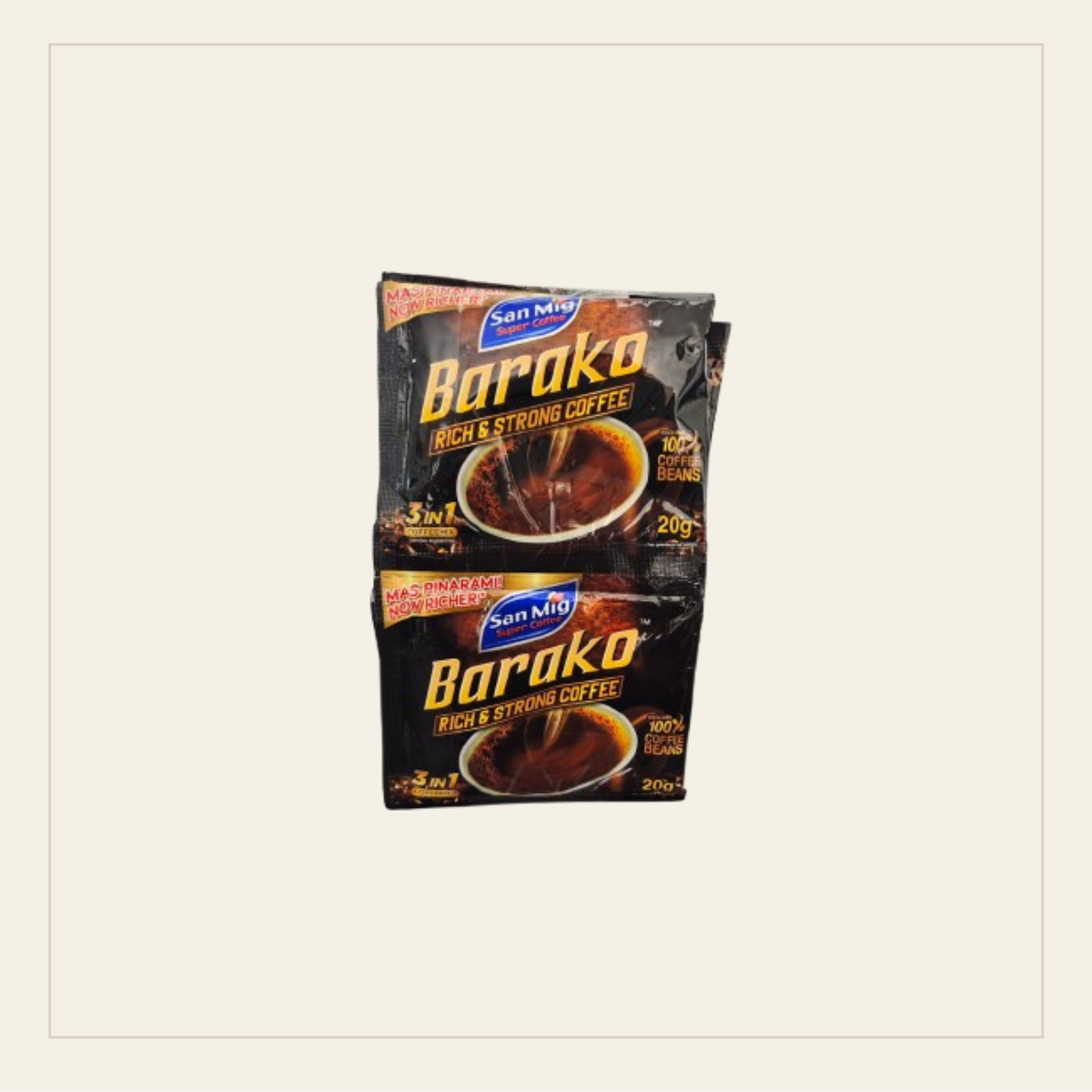 San Mig 3-in-1 Barako - Rich & Strong Coffee Mix (with Sugar and Sweetener) 10 x 20g